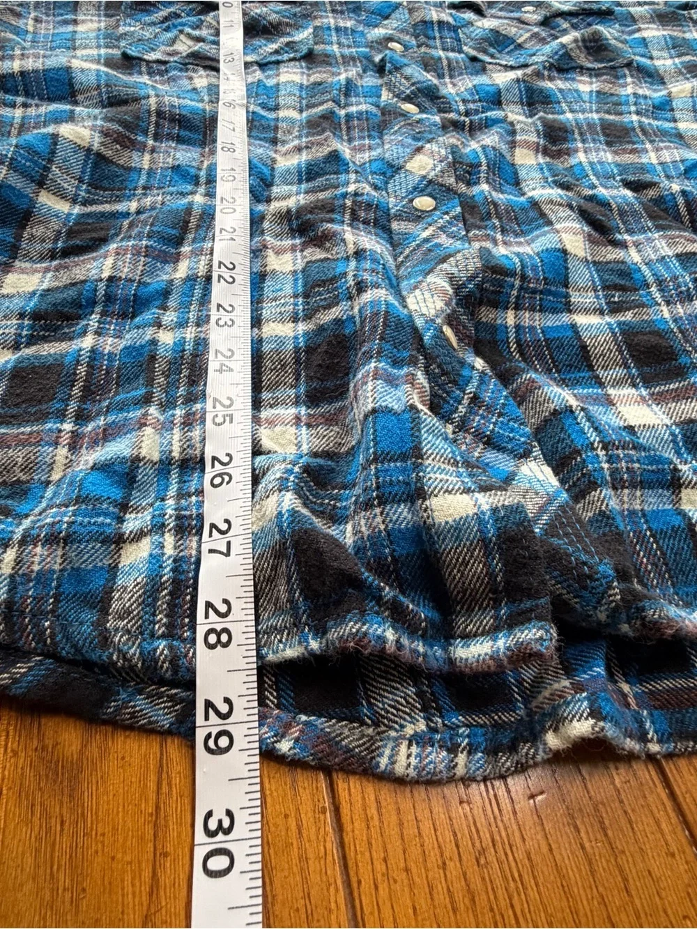 True Religion Blue Plaid Flannel Western Shirt • Pearl Snaps • Men’s XXL